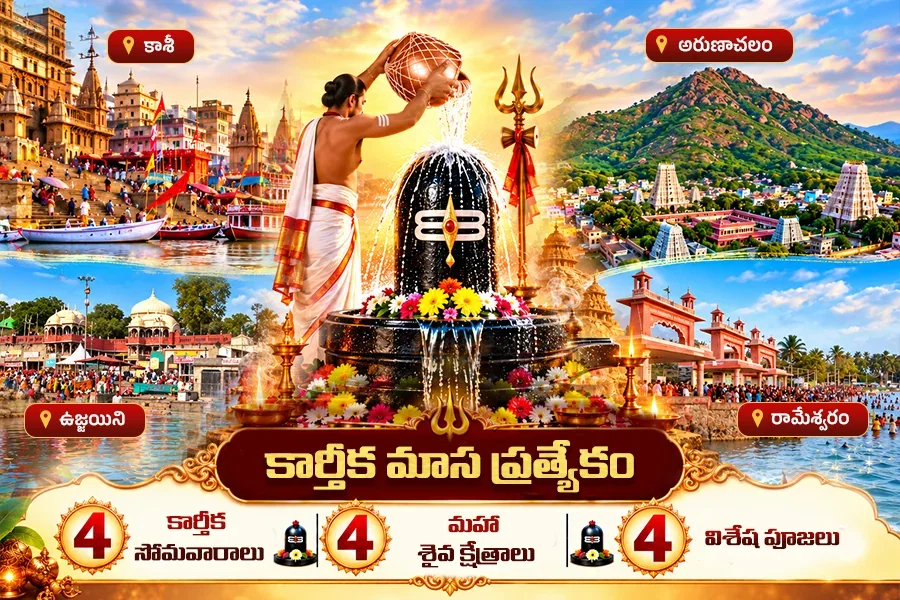 కార్తీకమాసం 4 సోమవారాలు, 4 మహా శైవ క్షేత్రాలు, ప్రత్యేక పూజలు